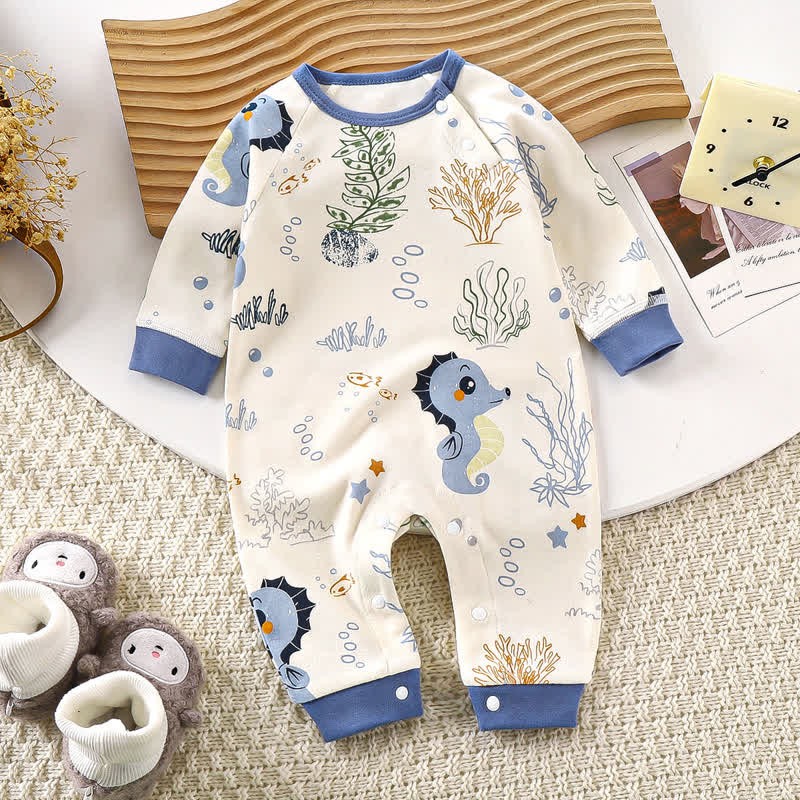 Baby Cute Animals Contrast Color Romper - Navy Blue - 18-24M - image 4