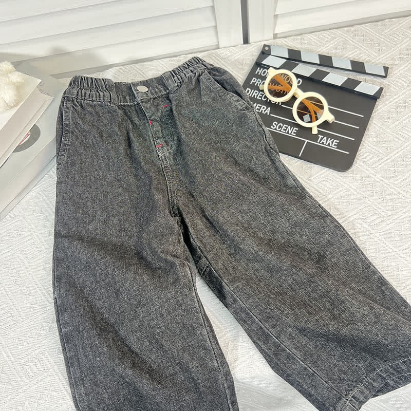 Toddler Solid Color Denim Neutral Pants - Dark Grey - 5-6T - image 10