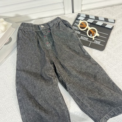 Toddler Solid Color Denim Neutral Pants - Dark Grey - 5-6T - image 10