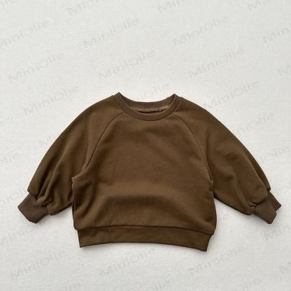 Toddler Solid Color Round Collar Casual Sweatshirt  - Brown - 7-9T - image 11