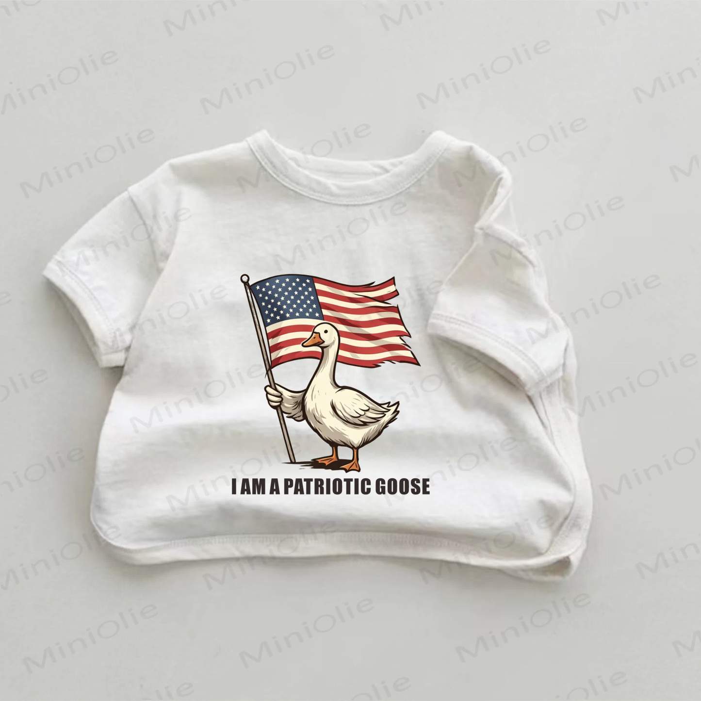 I AM A PATRIOTIC GOOSE Baby White Goose Print T-shirt - White - 18-24M - image 1