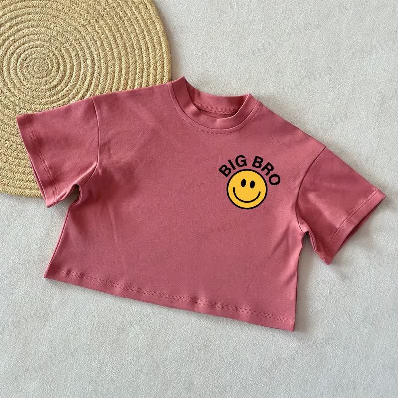 BIG BRO Baby Smiling Face Summer Casual T-Shirt - Brick Red - 2-3T - image 4