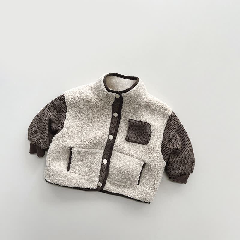 Baby Toddler Crew Neck Color Block Outerwear - Apricot - 8Y - image 4