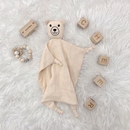 Personalized Baby Name Lion/Bear Security Blanket - Khaki Bear - 30x30cm - image 7