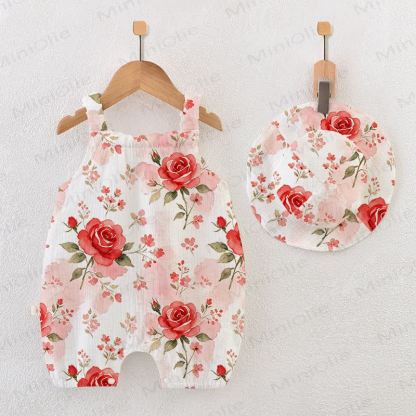 Baby Rose White Strap Romper with Hat - White - 18-24M - image 1