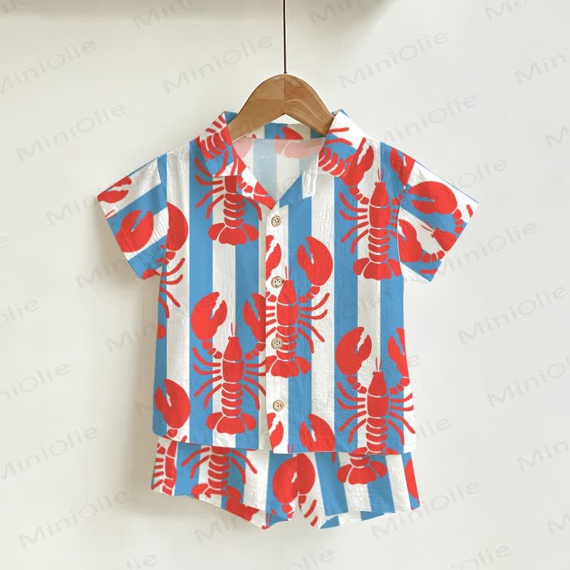 Baby Toddler Lobster Stripe Shirt and Shorts 2-piece Set - White - 4-5T - image 1