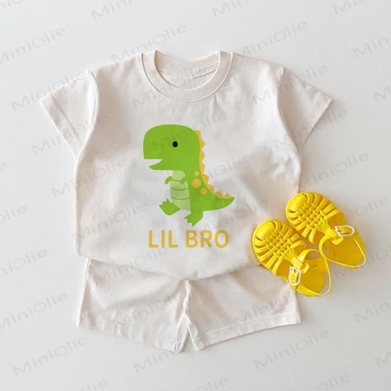 LIL BRO Baby Dinosaur Tee and Shorts 2-piece Set - White - 18-24M - image 1