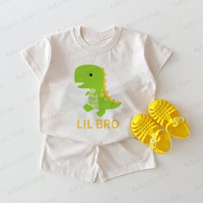 LIL BRO Baby Dinosaur Tee and Shorts 2-piece Set - White - 18-24M - image 1