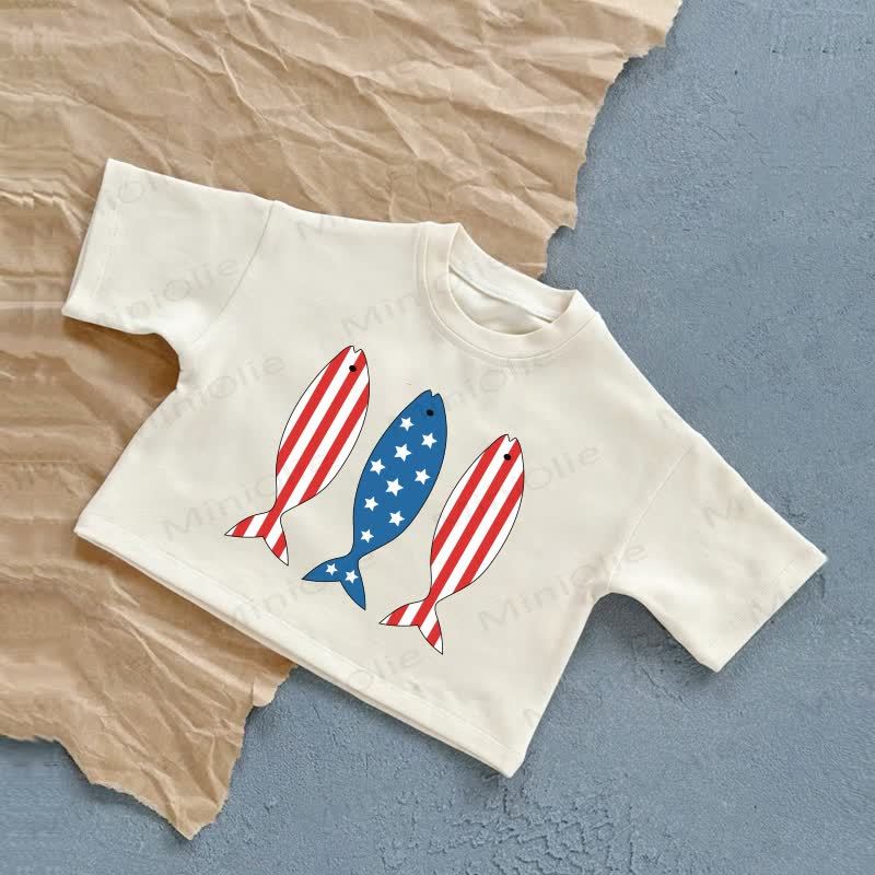 Baby Fish White Summer Casual T-Shirt - White - 2-3T - image 1