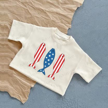 Baby Fish White Summer Casual T-Shirt - White - 2-3T - image 1