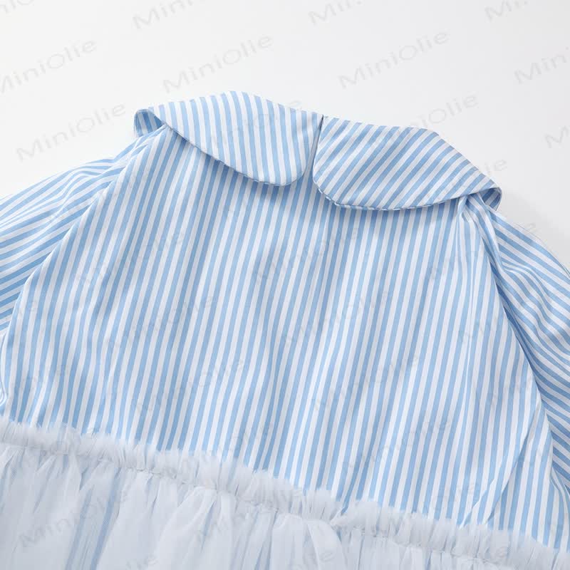 Toddler Blue Striped Tulle Shirt Dress - image 6