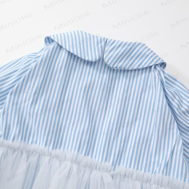 Toddler Blue Striped Tulle Shirt Dress - image 6