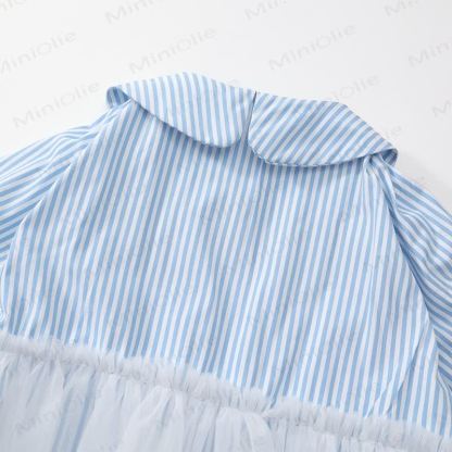 Toddler Blue Striped Tulle Shirt Dress - image 6