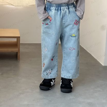 Baby Toddler Animal Plant Embroidered Denim Pants - image 6