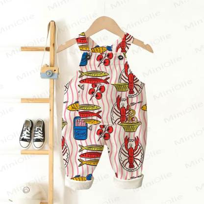Baby Toddler Lobster Print Overalls  - Beige - 3-5T - image 1