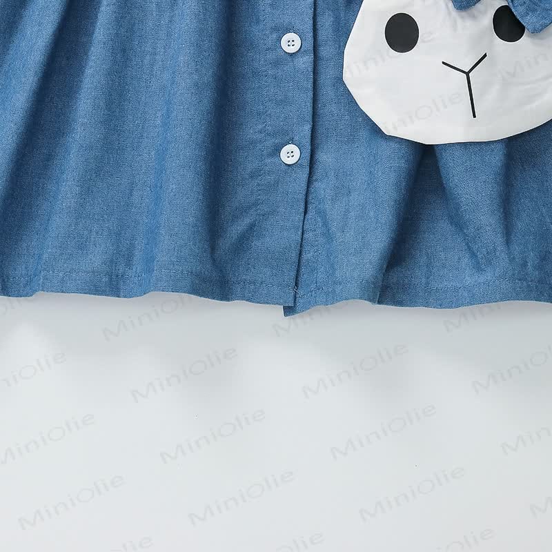 Toddler Girl Lace Collar Dress with Rabbit Bag - image 7