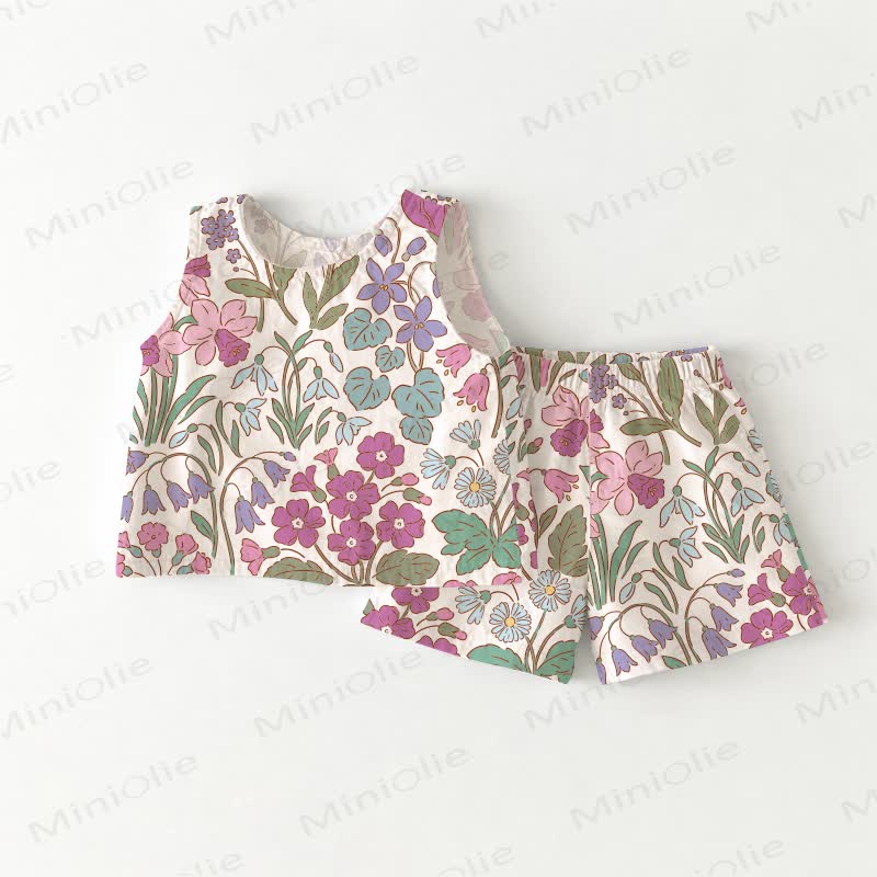 Baby Toddler Girl Floral Top and Shorts 2-piece Set - White - 3-4T - image 1