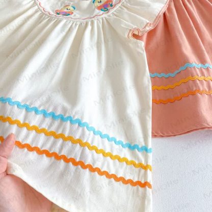 Toddler Embroidered Bear Ruffle Sleeves Dress - image 12