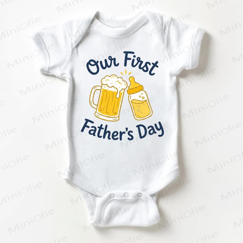 OUR FIRST FATHER'S DAY Baby White Cotton Bodysuit - White - 18-24M - image 1