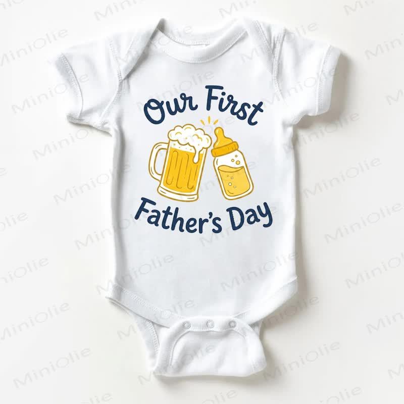 OUR FIRST FATHER'S DAY Baby White Cotton Bodysuit - White - 18-24M - image 1