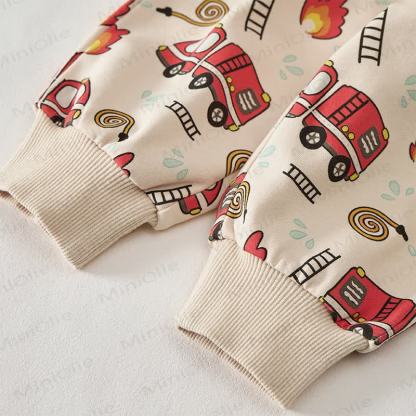 Baby Cartoon Fire Truck Flame Print 2-piece Set - image 5