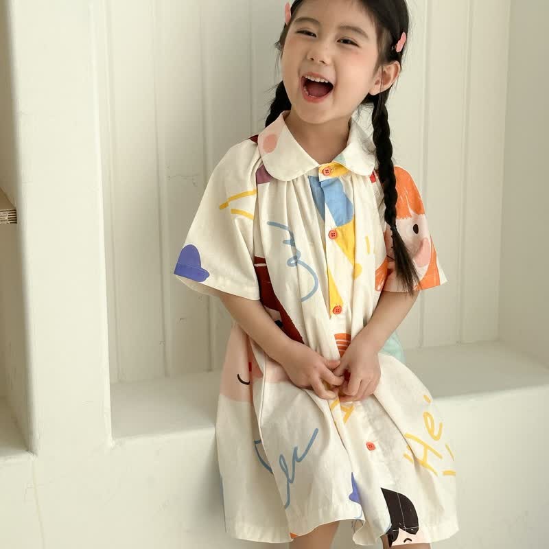 Toddler Beige Polo Cartoonish Girl Dress - image 8