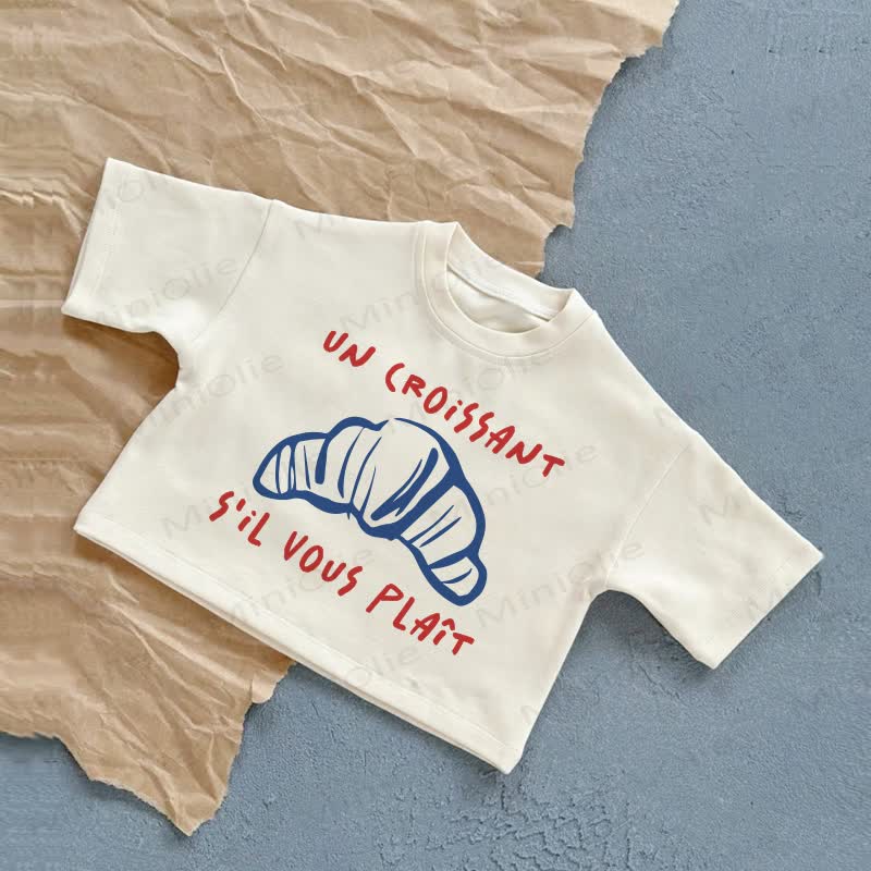 UN CROISSANT SIL VOUS PLAIT Baby White Summer Casual T-Shirt - White - 2-3T - image 1