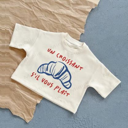 UN CROISSANT SIL VOUS PLAIT Baby White Summer Casual T-Shirt - White - 2-3T - image 1