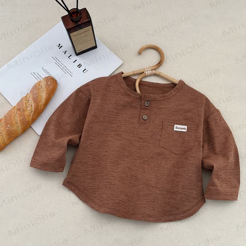 DULAMB Baby Solid Color Long Sleeve Shirt - Brown - 10-11T - image 5