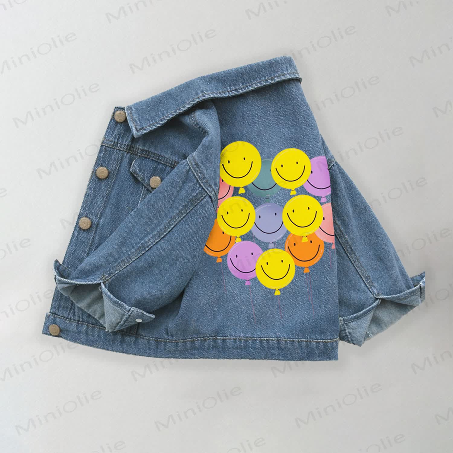 Toddler Kid Smiley Balloon Denim Jacket - Blue - 10-11T - image 1