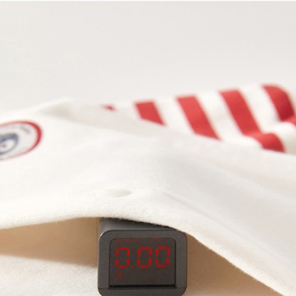 Baby Striped Sleeve Bear Badge Romper - image 11