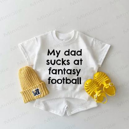 MY DAD SUCKS AT FANTACY FOOTBALL Baby 2-piece White Set - White - 2-3T - image 1