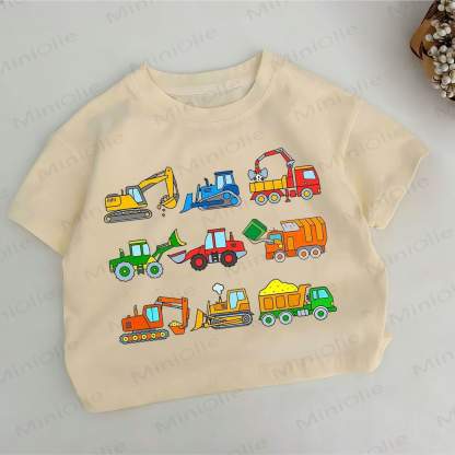 Toddler Boys Excavator Print Khaki T-shirt - Khaki - 6-7T - image 1