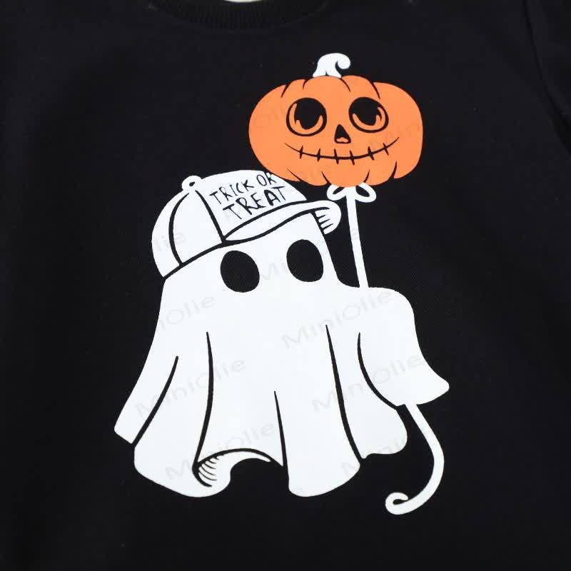 Kid Boy Ghost Jack-o'-lantern Black Sweatshirt - image 4