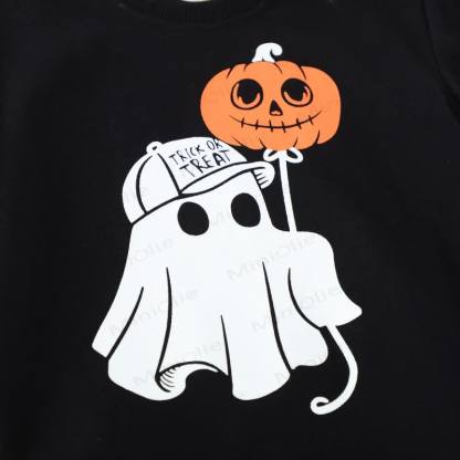 Kid Boy Ghost Jack-o'-lantern Black Sweatshirt - image 4