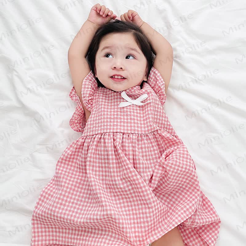 Baby Lovely Bow Plaid Ruffled Dress - image 10