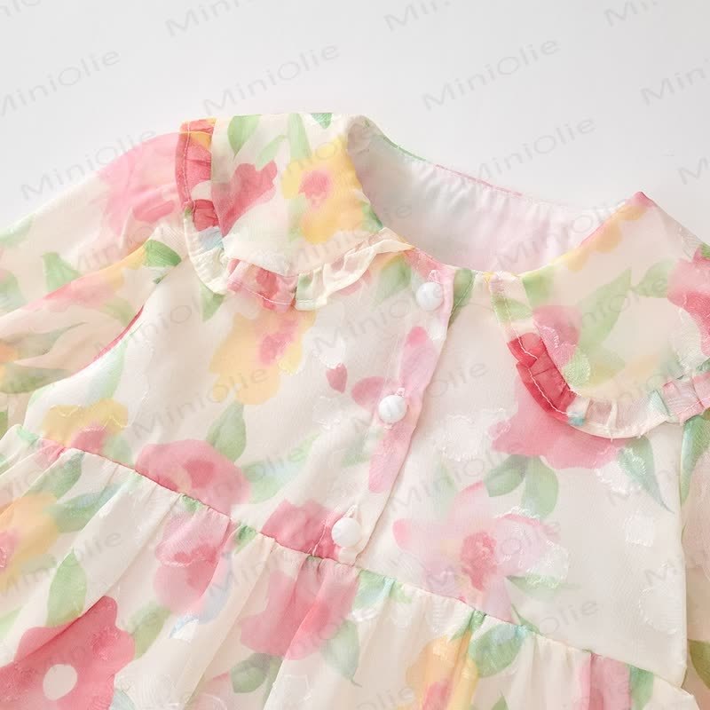 Toddler French Flower Beige Lapels Dress - image 11