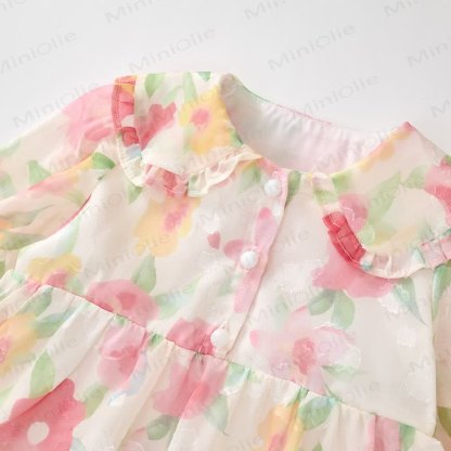 Toddler French Flower Beige Lapels Dress - image 11