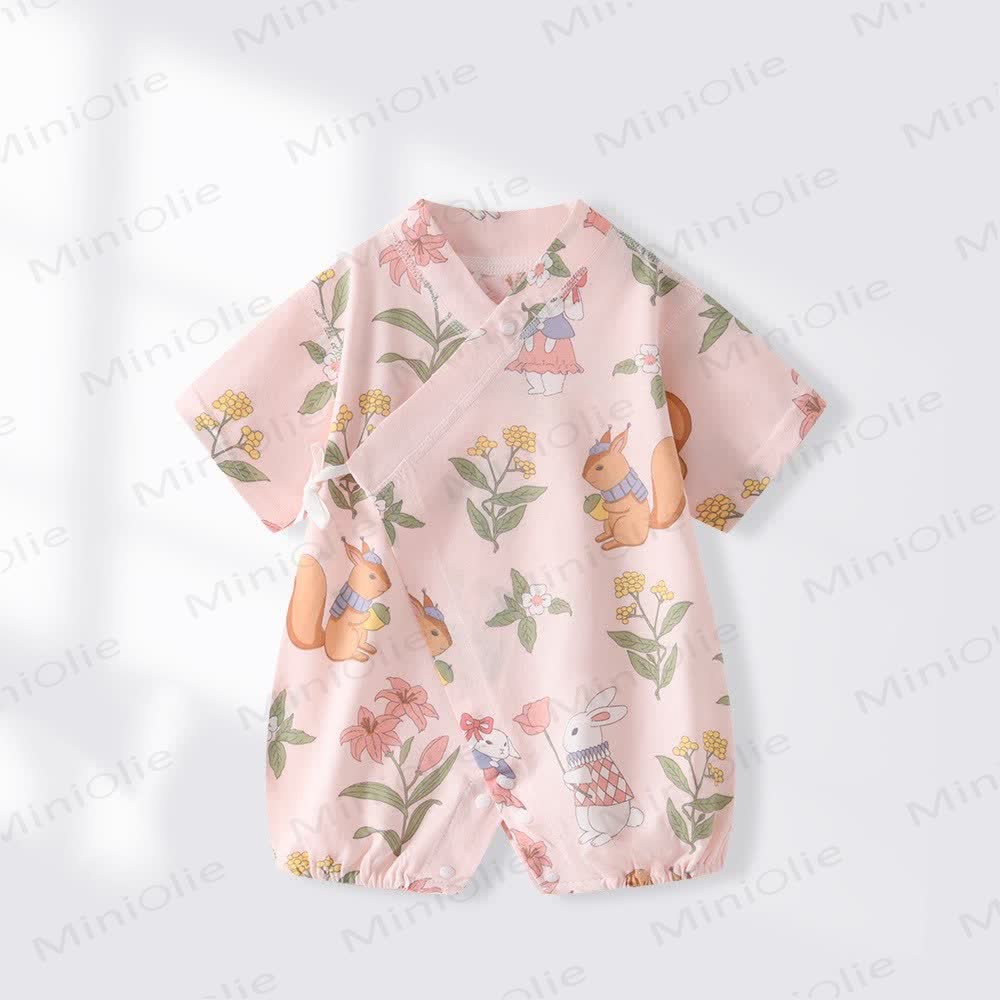 Baby Print Short Sleeve Romper - Pink - 18-24M - image 3