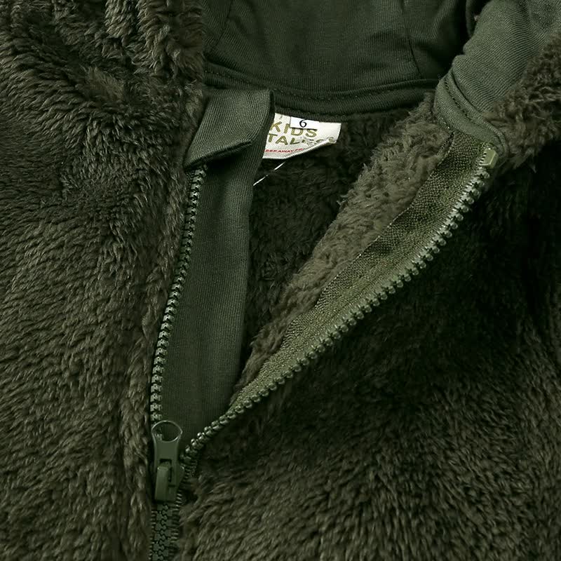 Baby Fleece Solid Color Hooded Romper - image 13