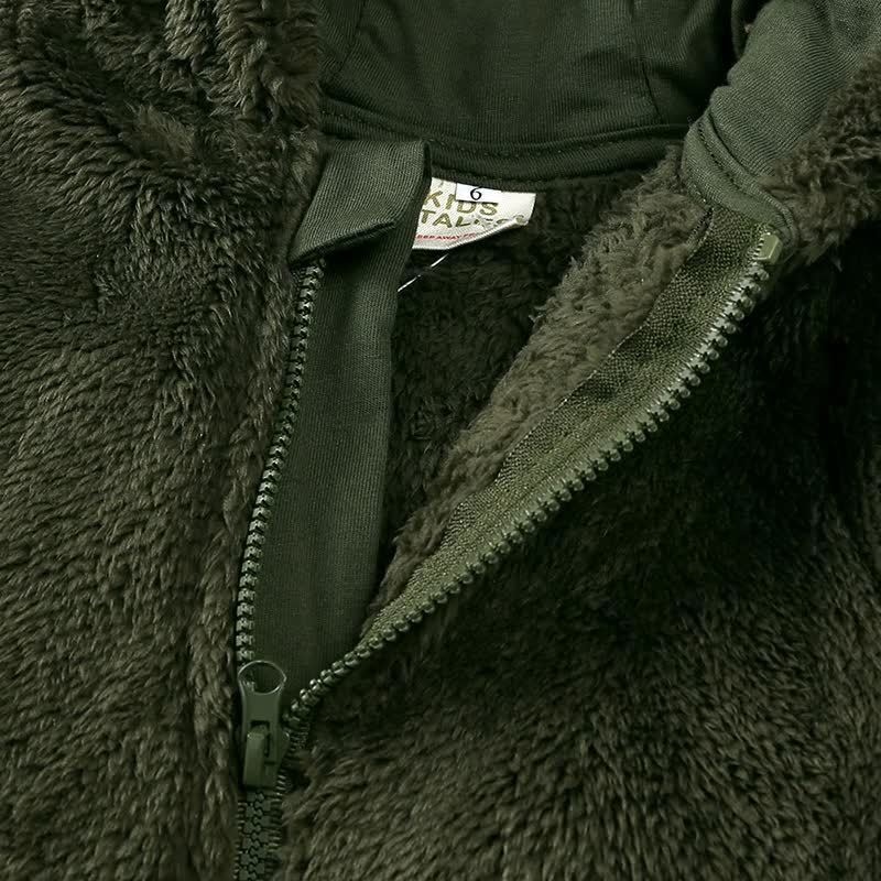 Baby Fleece Solid Color Hooded Romper - image 13