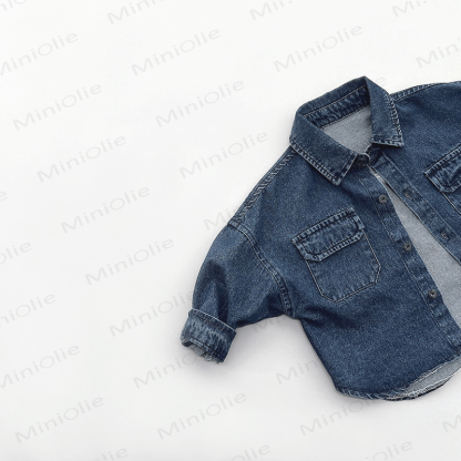 Toddler Solid Color Lapel Denim Jacket - image 6