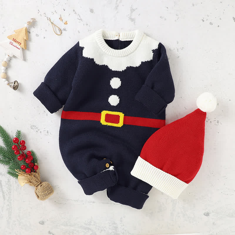  Baby Knitted Christmas Romper - Royal Blue - 18-24M - image 2