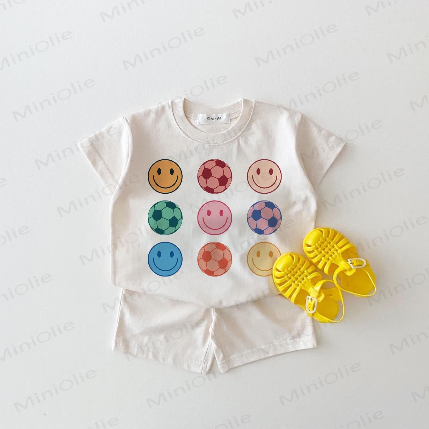 Baby Football Print 2-piece White Set - White - 18-24M - image 1