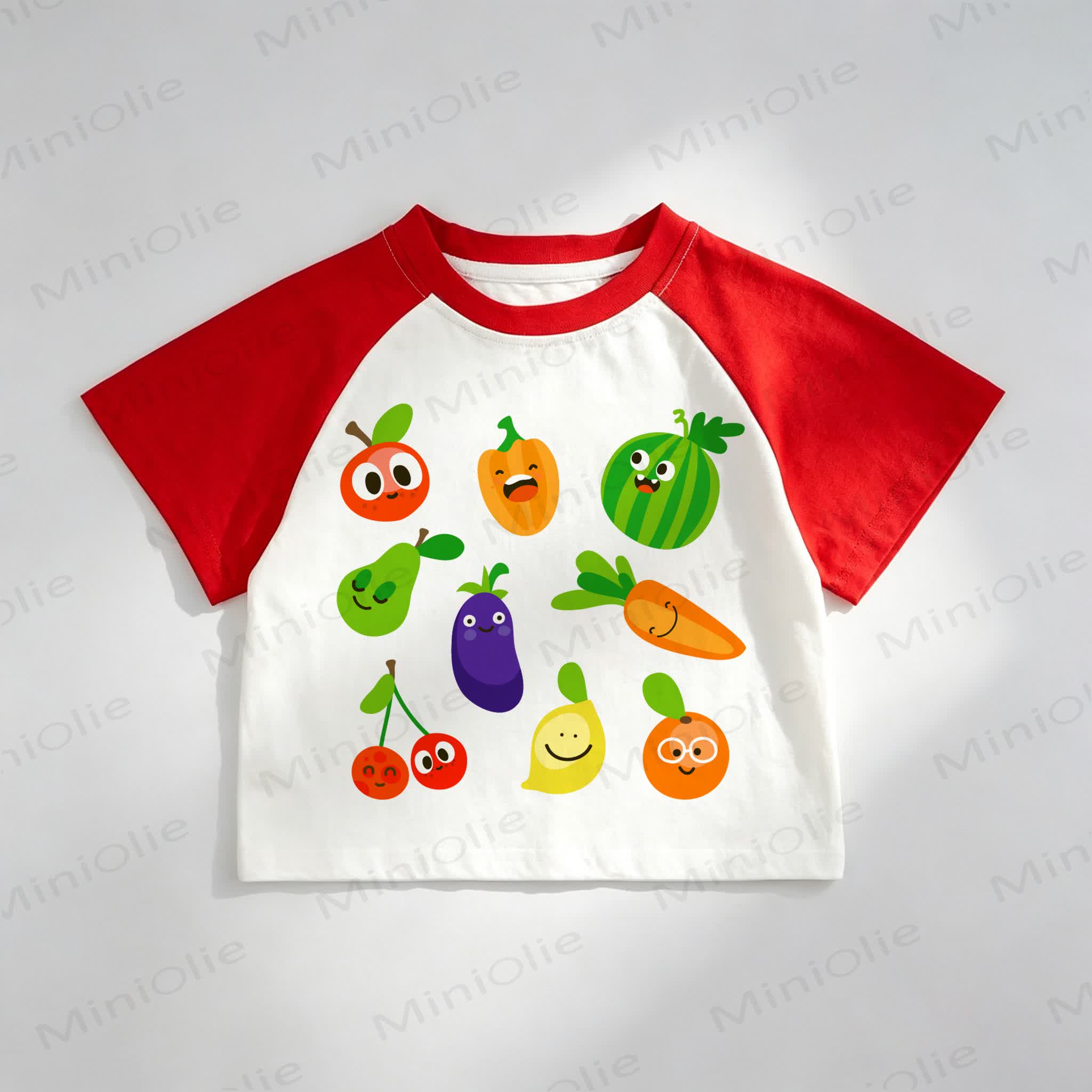 Toddler Smiling Vegetable Red Raglan T-shirt - Red - 8T - image 1