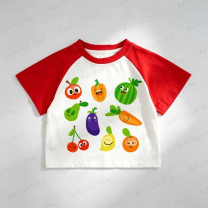 Toddler Smiling Vegetable Red Raglan T-shirt - Red - 8T - image 1