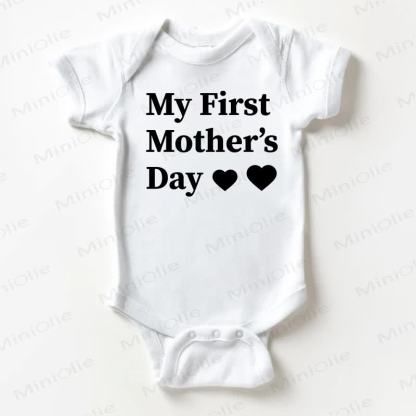 MY FIRST MOTHER'S DAY Baby Heart Pattern White Bodysuit - White - 18-24M - image 1