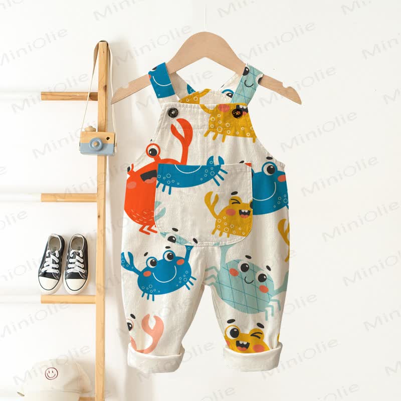 Baby Toddler Crab Beige Pocket Overalls - Beige - 3-5T - image 1