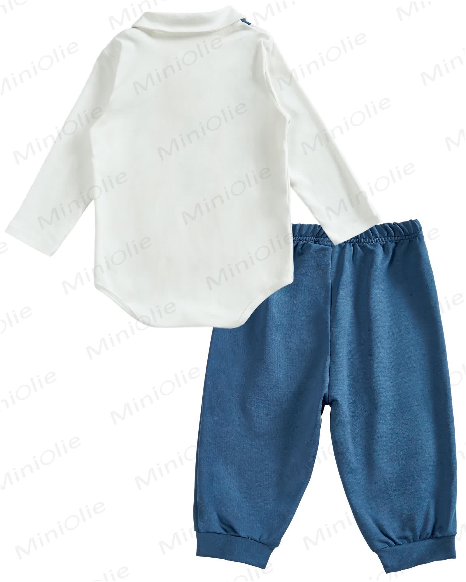 Toddler Baby I'm New Here Crew Long Sleeve Snap Closure Romper Top Jogger Pants Set - image 9