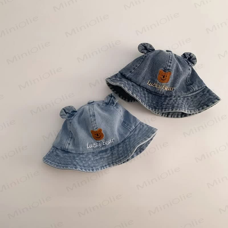 LUCKY BEAR Baby Denim Bear Bucket Hat - image 2